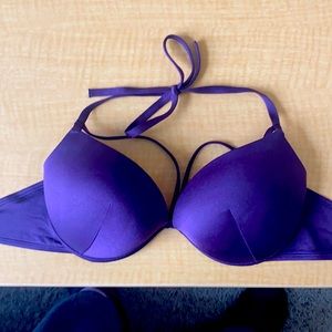 Deep purple push-up swim top extra string accent above the cup. Very gently used
